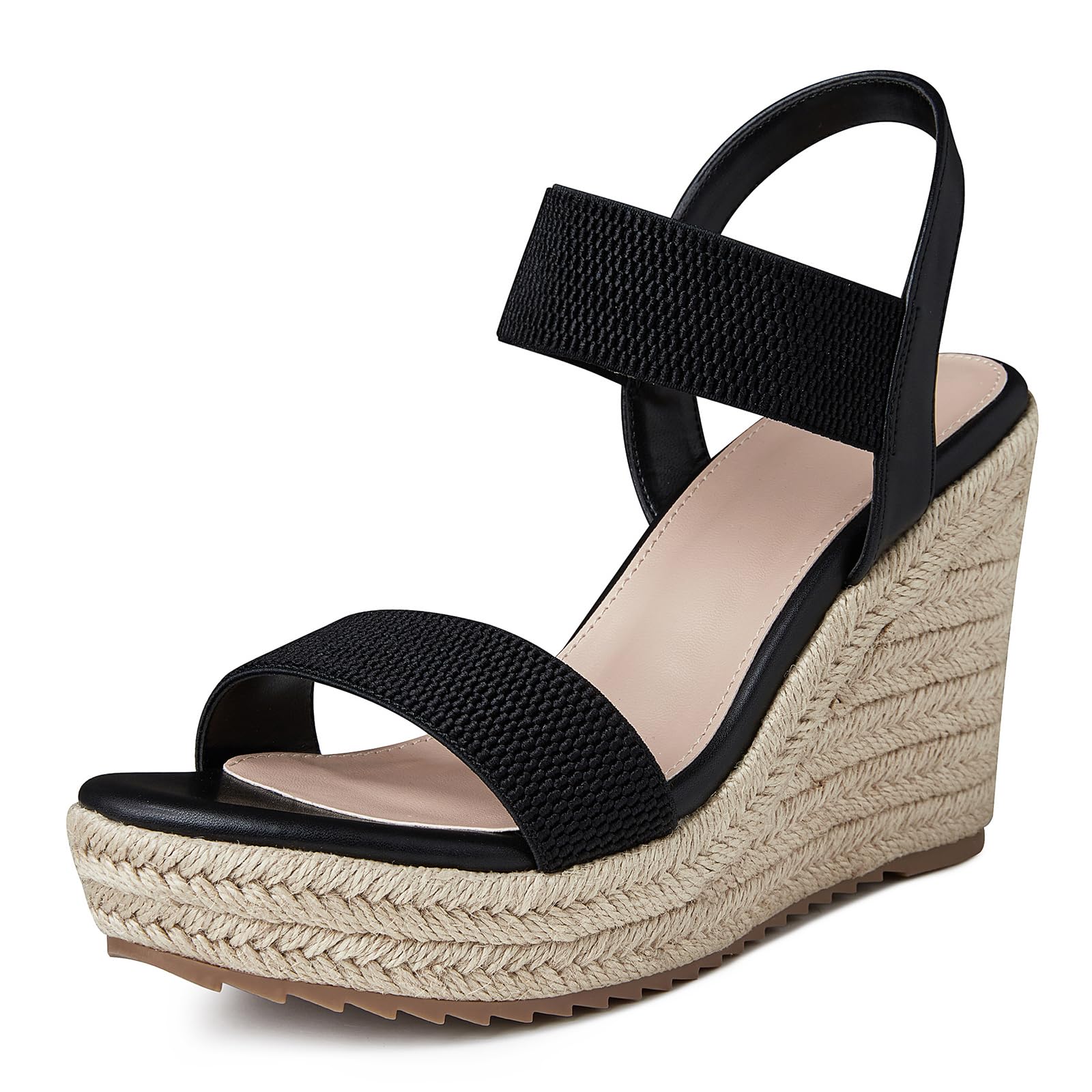 mikarka Women's Open Toe Espadrilles Wedge Sandal Slip On Elastic Ankle Strap Platform Sandals Dressy Comfortable Wedges Shoe