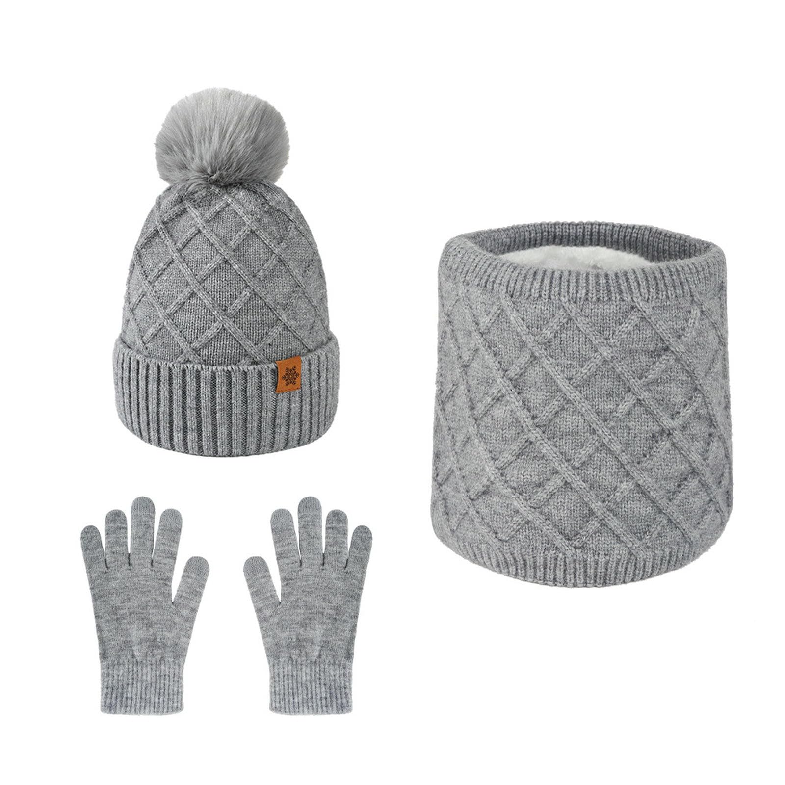 Wintermütze Schal Handschuhe Set Winterwarme, Doppellagige, Mit Fleece Gefütterte Strickmützen, Handschuhe, Schals Und Kältebeständig-dreiteiliges Schwarz