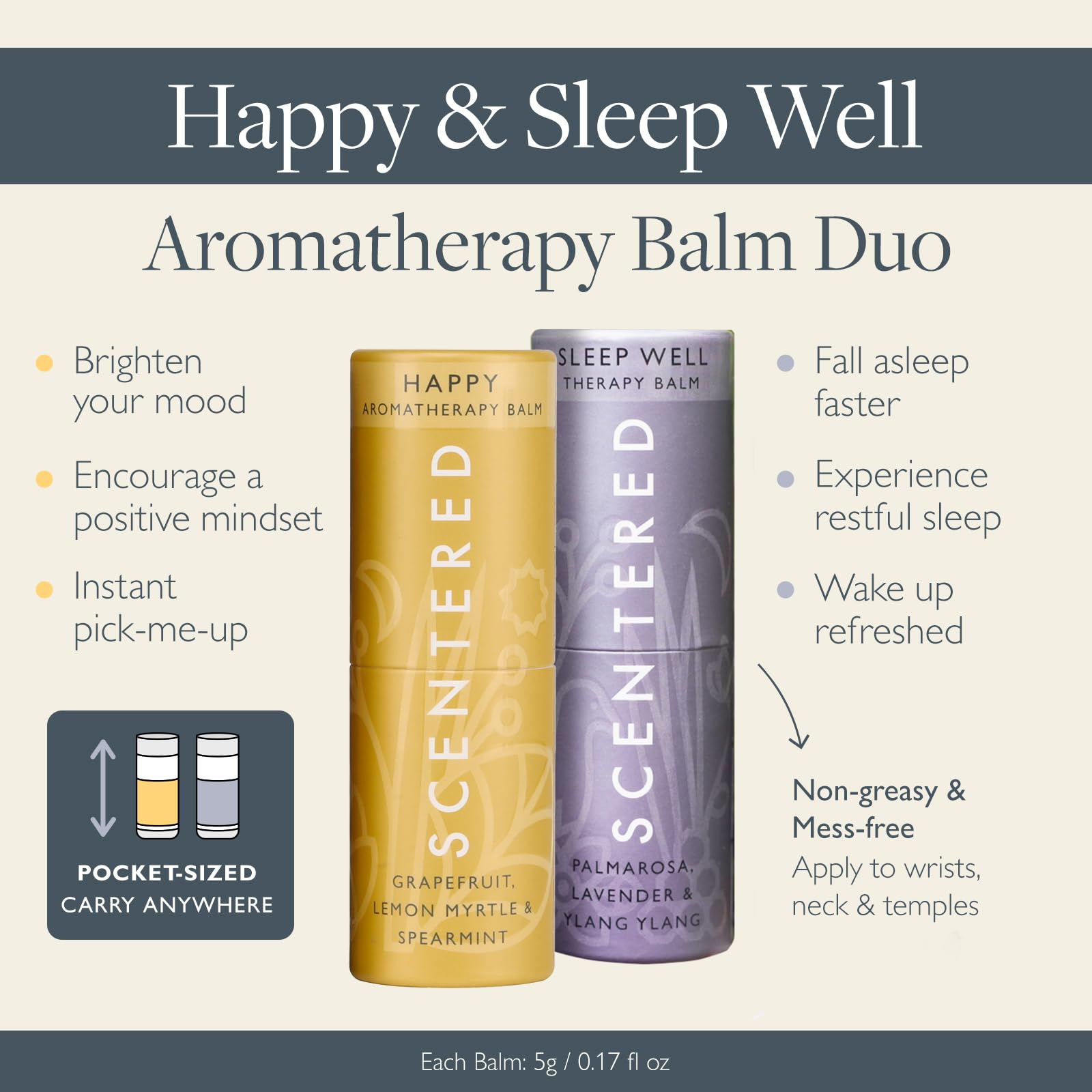 Esenciales esenciales de recuperación esculpados, para dormir bien y ser feliz, juego de regalo de bálsamo de aromaterapia, ayuda a dormir y descansar para sentimientos de positividad y gratitud'
