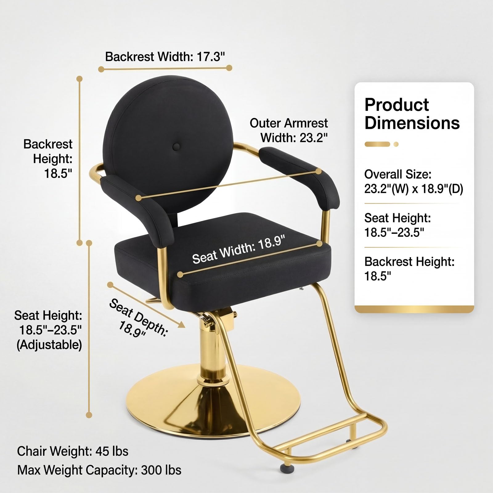 Black & Gold Salon Chair - Artist Hand Styling Chair -3 Black & Gold Salon Chair - Artist Hand Styling Chair -3