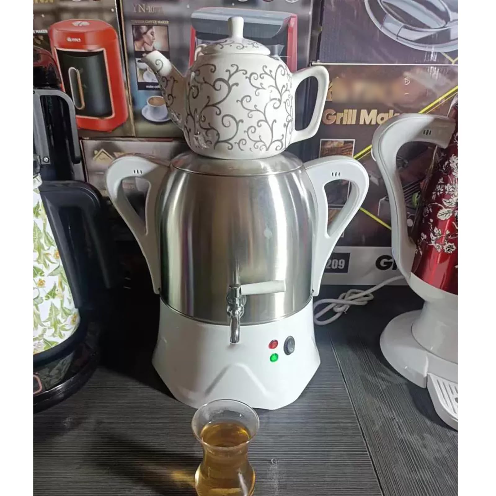 2000 W elektryczny turecki czajniczek, 3 l czajniczek ze stali nierdzewnej, 1 l ceramiczny czajnik, elektryczny samowar z funkcją utrzymywania ciepła, do kawy i aromatycznej herbaty.