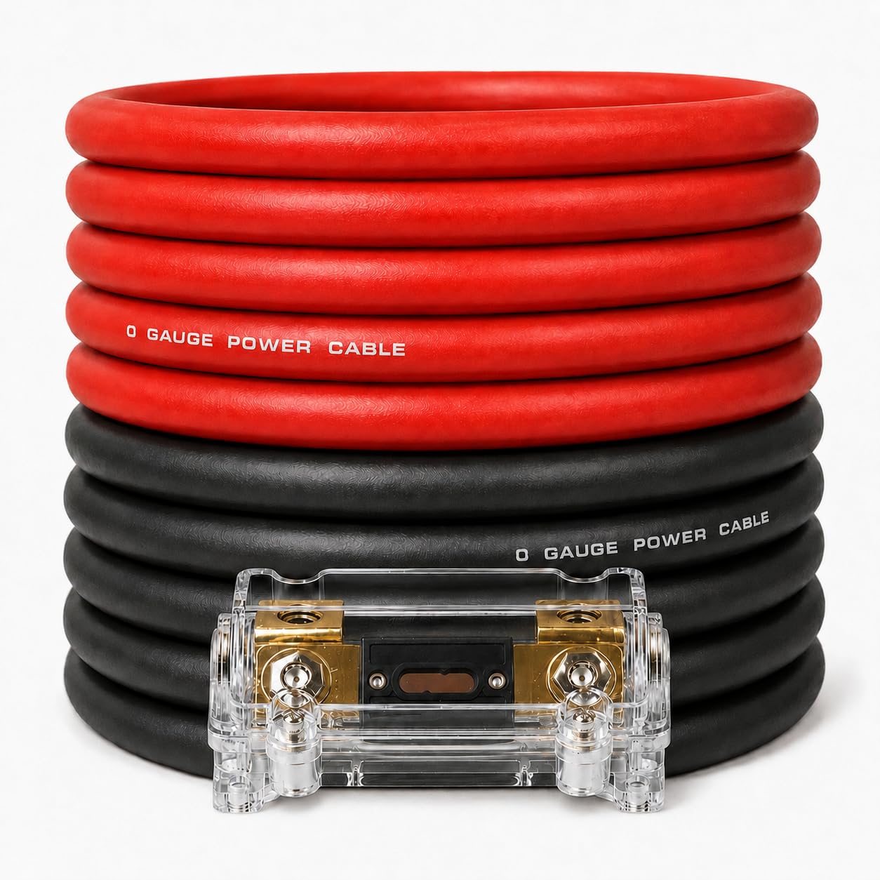 SoundBox Connected 0 Gauge Czerwony / Czarny Wzmacniacz Wzmacniacz Moc/Uziemienie 1/0 Zestaw przewodów 50 stóp Kabel SuperFlex 25 Każdy, Uchwyt bezpiecznika ANL