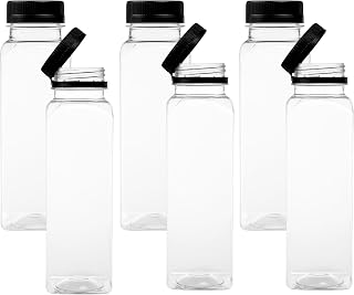 Reusable Juice Bottles 6 Pack 11.8 Oz, BPA-Free Plastic, Leak-Proof Lids, Empty Bottles, Container for Juice, Smoothies, Water, and Meal Prep in a Box