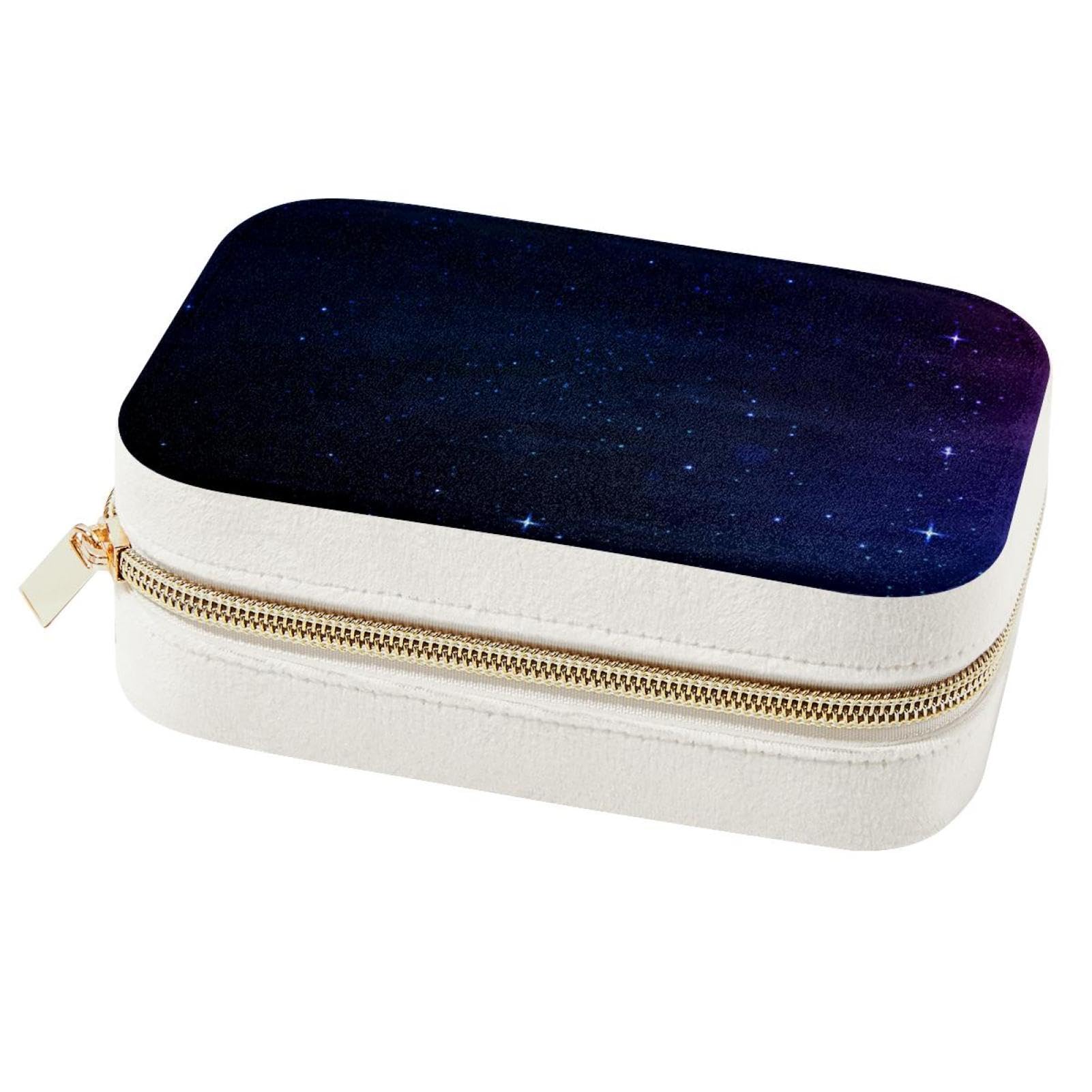 Boîte à bijoux de voyage en velours galaxie avec compartiments