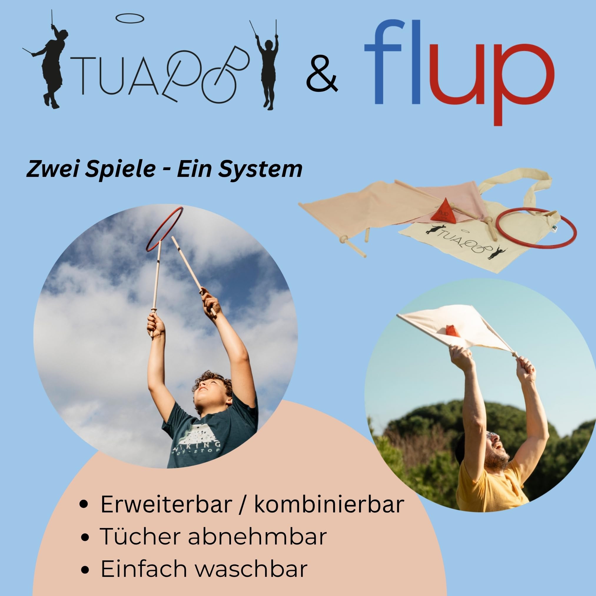 flup Wurfspiel – Outdoor Spiel für Kinder & Erwachsene | Geschicklichkeitsspiel & Fangspiel | Bewegungsspiel für Garten, Park & Strand | Nachhaltig & Made in Germany