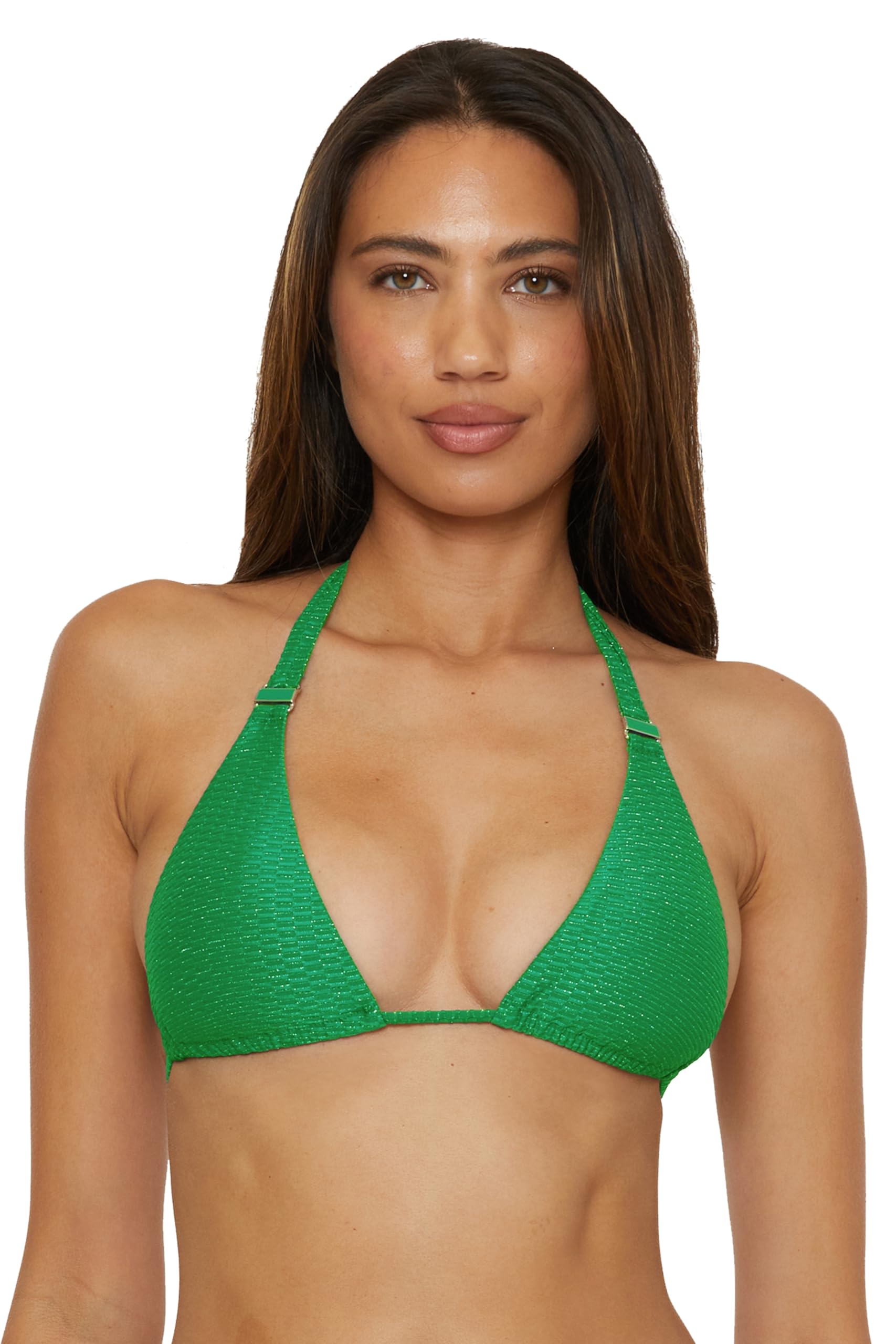 BECCA Luxe Buckle Triangle Bikini Top, Adjustable, Tie Back, Swimwear Separates for Women Parte Superiore del Bikini Donna (Pacco da 1)