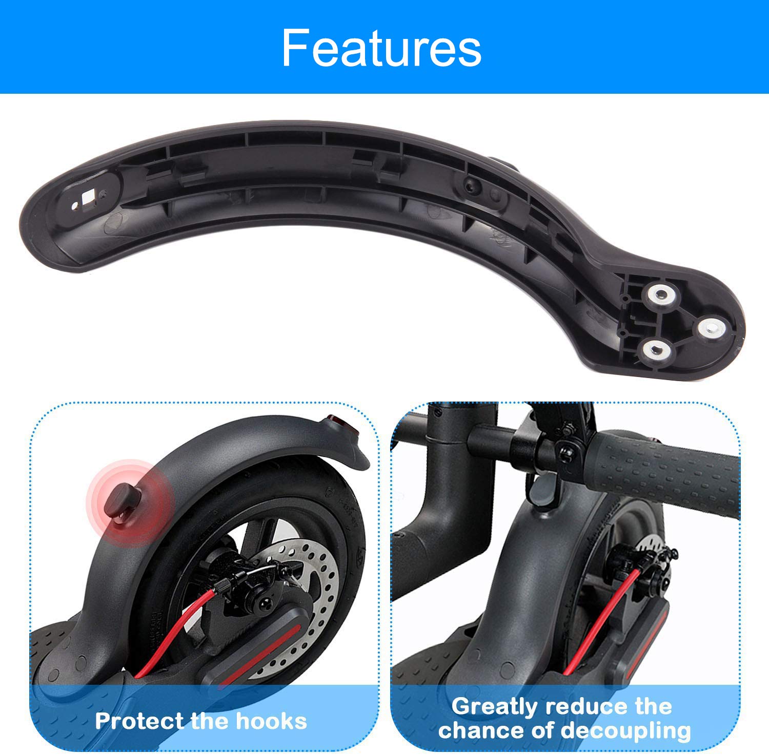 Parafango Posteriore Per Xiaomi Mijia M365 - Ricambio In ABS/PC Con Gancio, Facile Montaggio