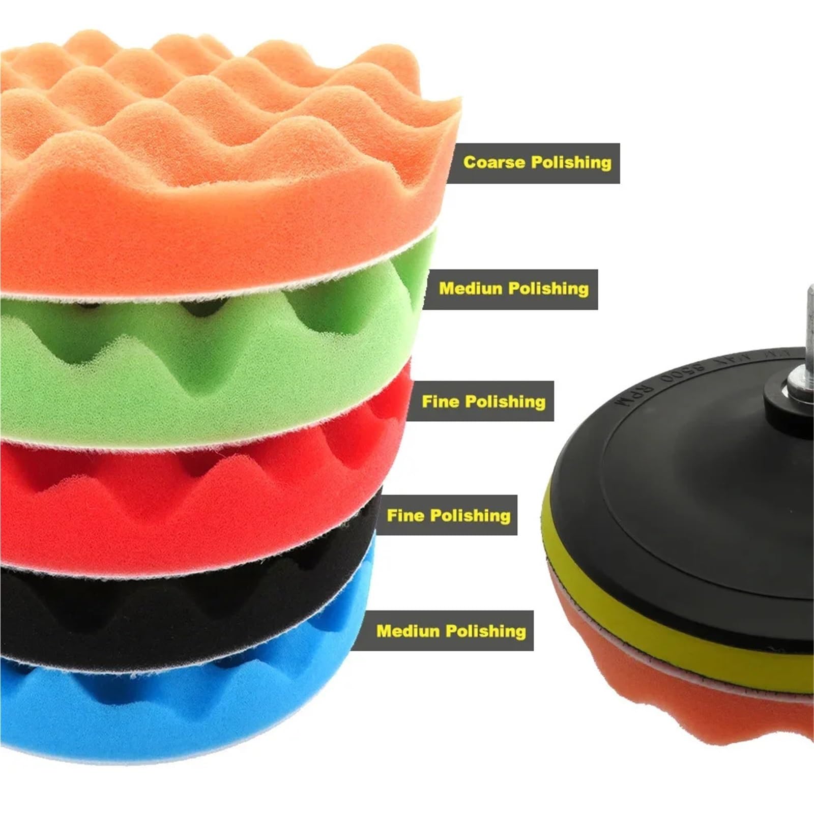 Polierschwämme Schwamm-Polierpads, 8-teiliges Set, 7,6 cm, 15,2, 17,8, Trägerplatte, M14-Gewindeschneid-Set for Autopolierer(7 inches)