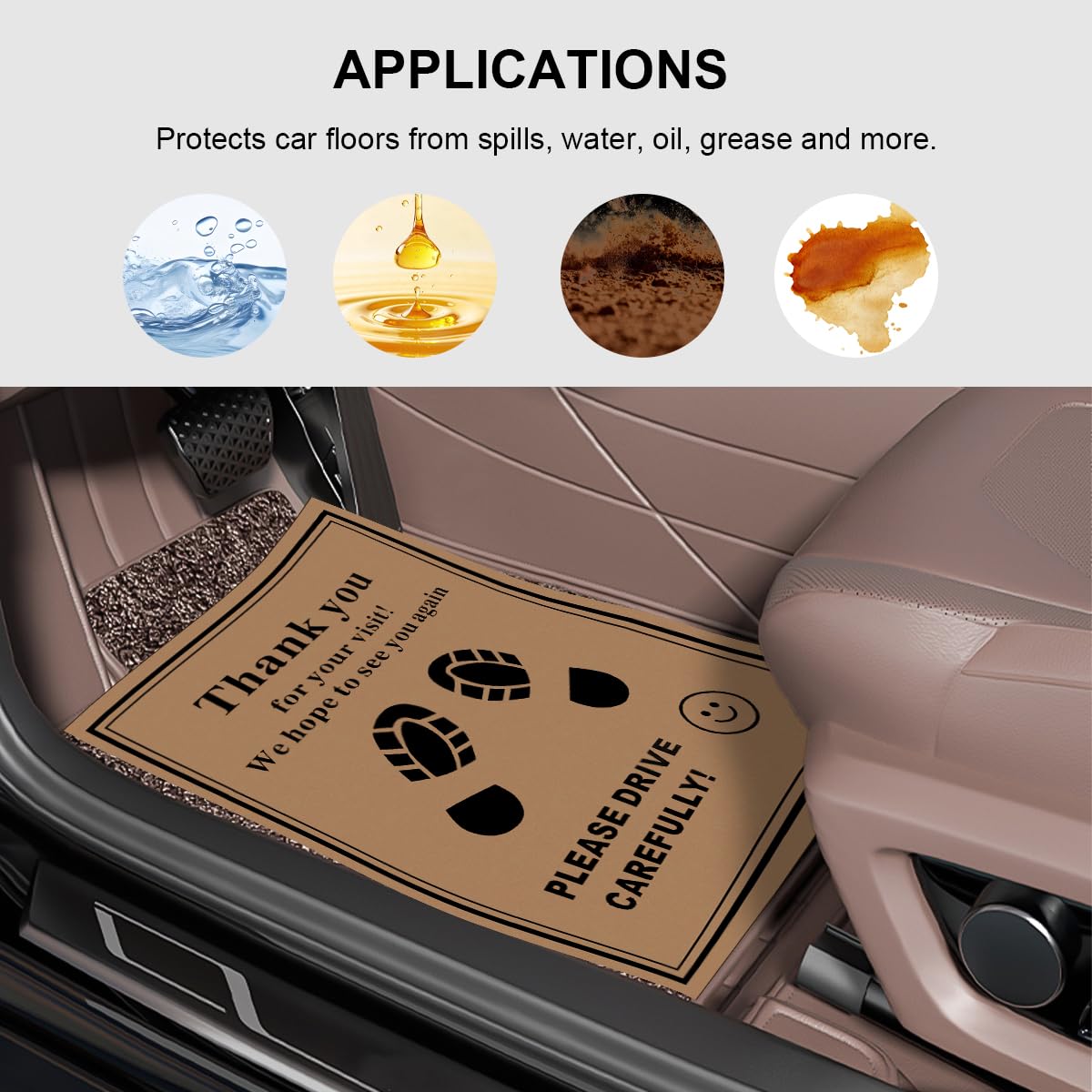 50 PCS Car Paper Floor Mats 16 x 20 Inch Vehicle Disposable Floor Pad Protective Papers Waterproof Thank — view 5