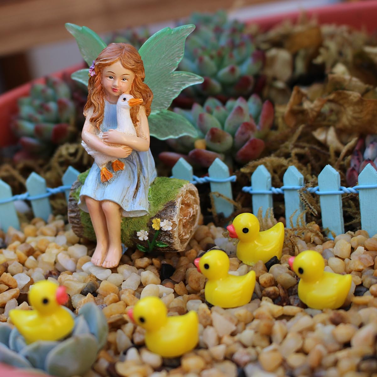 Miniaturowe kaczki z żywicy, 100 sztuk, miniaturowe kaczki z żywicy, miniaturowe figurki kaczek do akwarium, domku dla lalek, miniaturowy ogród, akcesoria DIY, miniaturowe statuetki i dekoracja domu
