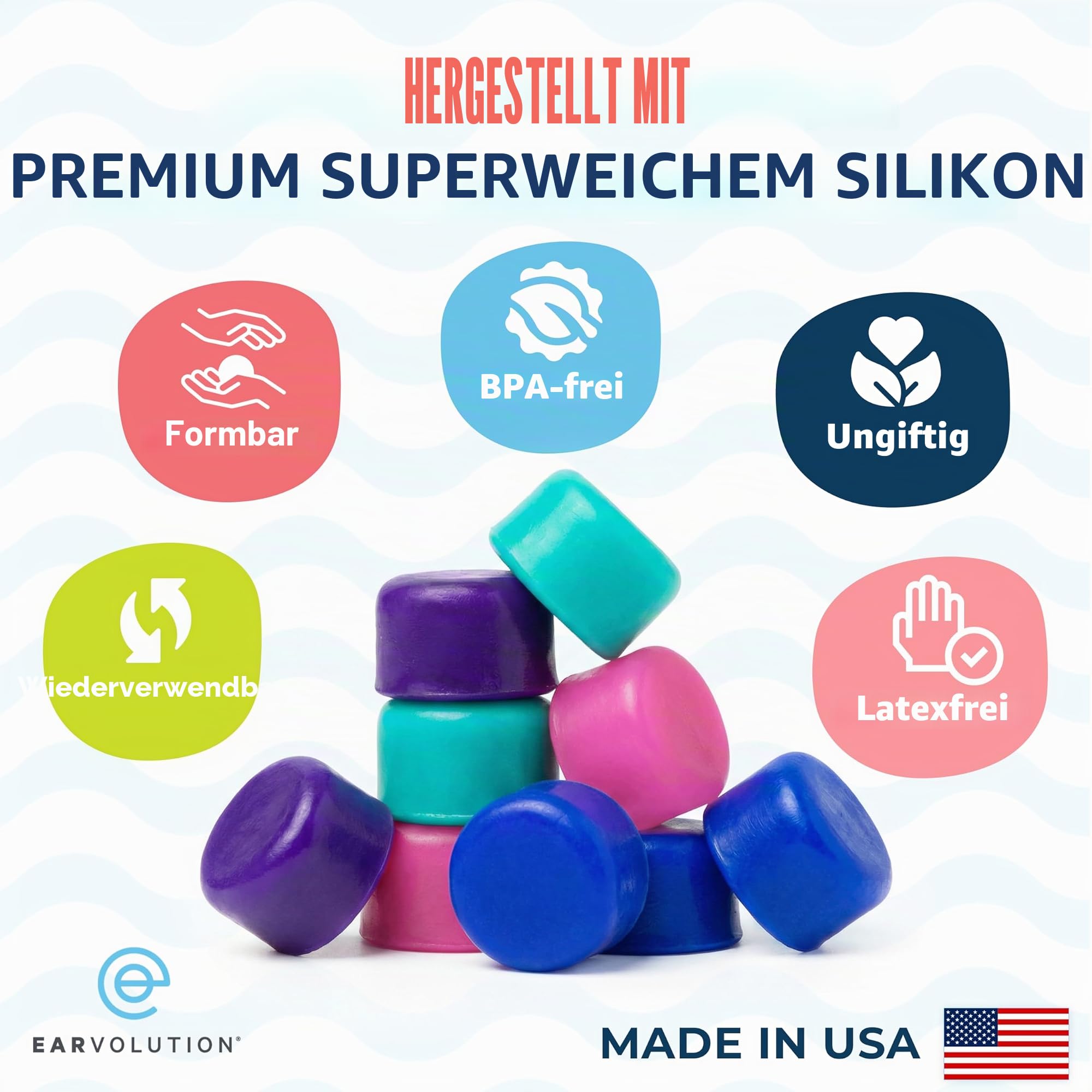 Putty Buddies Ursprüngliche schwimmende Ohrstöpsel (3 Paare)