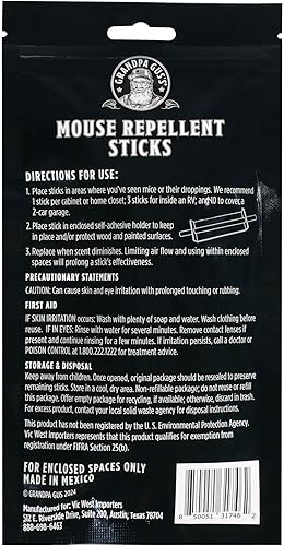 Miniatura 8 de Grandpa Gus's Repelente Natural de Ratas en Barra, Entrega Patentada de Aroma Concentrado a Menta, Repelente de Roedores Humanitario a Base de