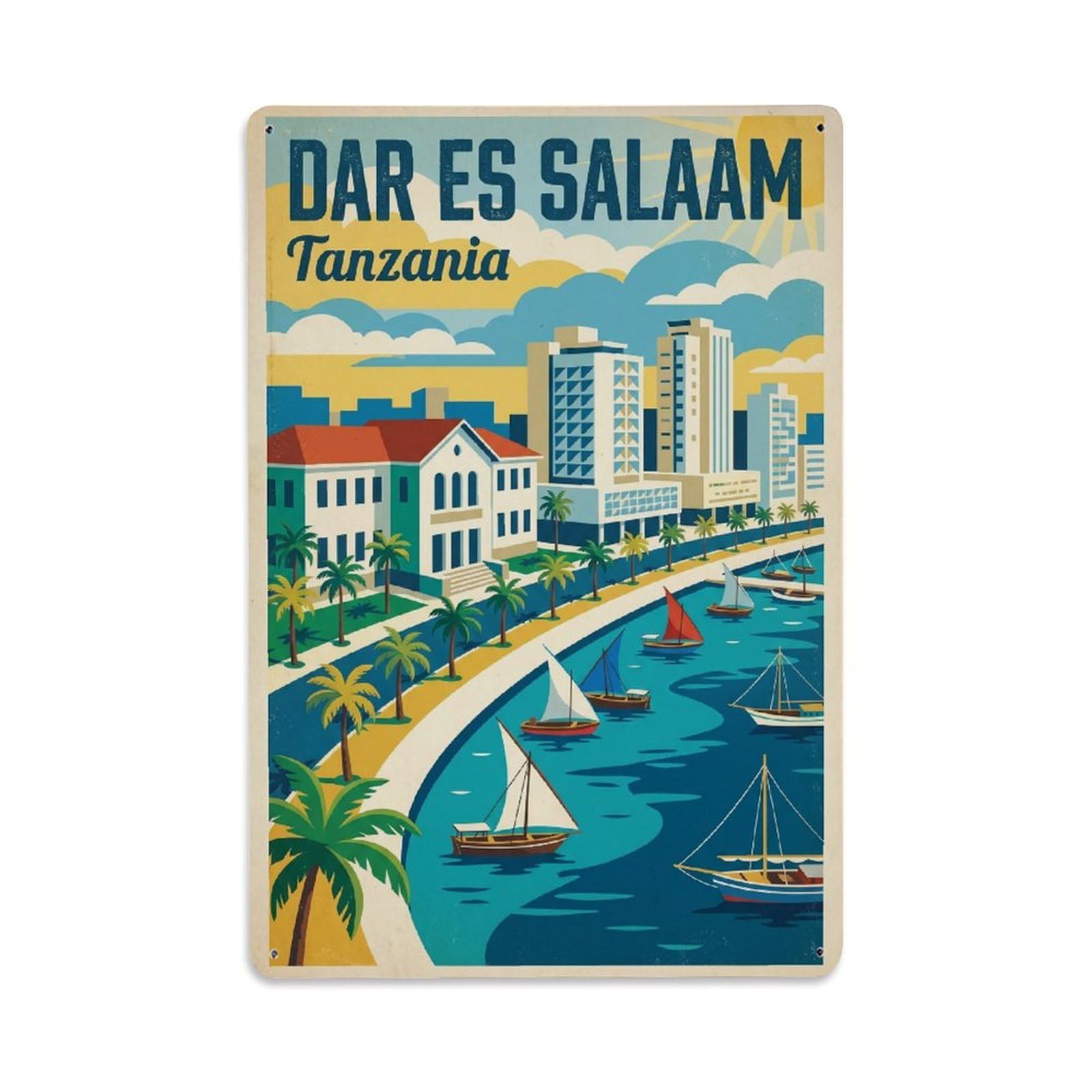 Gead 8X12inch Style Tanzania Dar Es Salaam Vintage Travel Metal Tin Sign