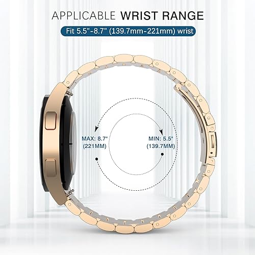 Miniatura 5 de MoKo Correa de metal compatible con Samsung Galaxy Watch 7 FE 6 5 4 Band 1.575 in 1.732 inWatch 5 Pro Band 1.772 inWatch 6 Classic Band 1.693 in