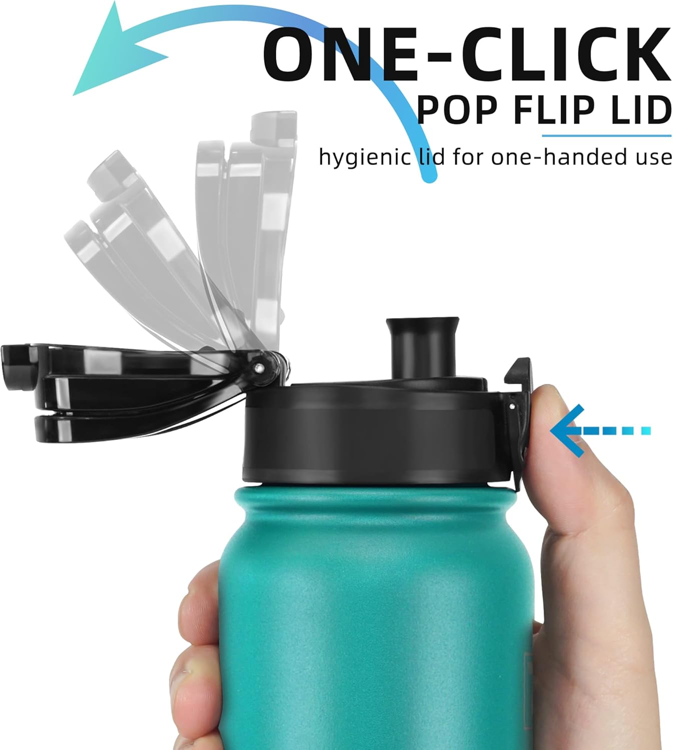 Fanhaw Insulated Water Bottle with Chug Lid - 20 Oz Double-Wall Vacuum Stainless Steel Reusable Leak & Sweat Proof Sports Water Bottle Dishwasher Safe with Anti-Dust Standard Mouth Lid (Green Blue): Home & Kitchen