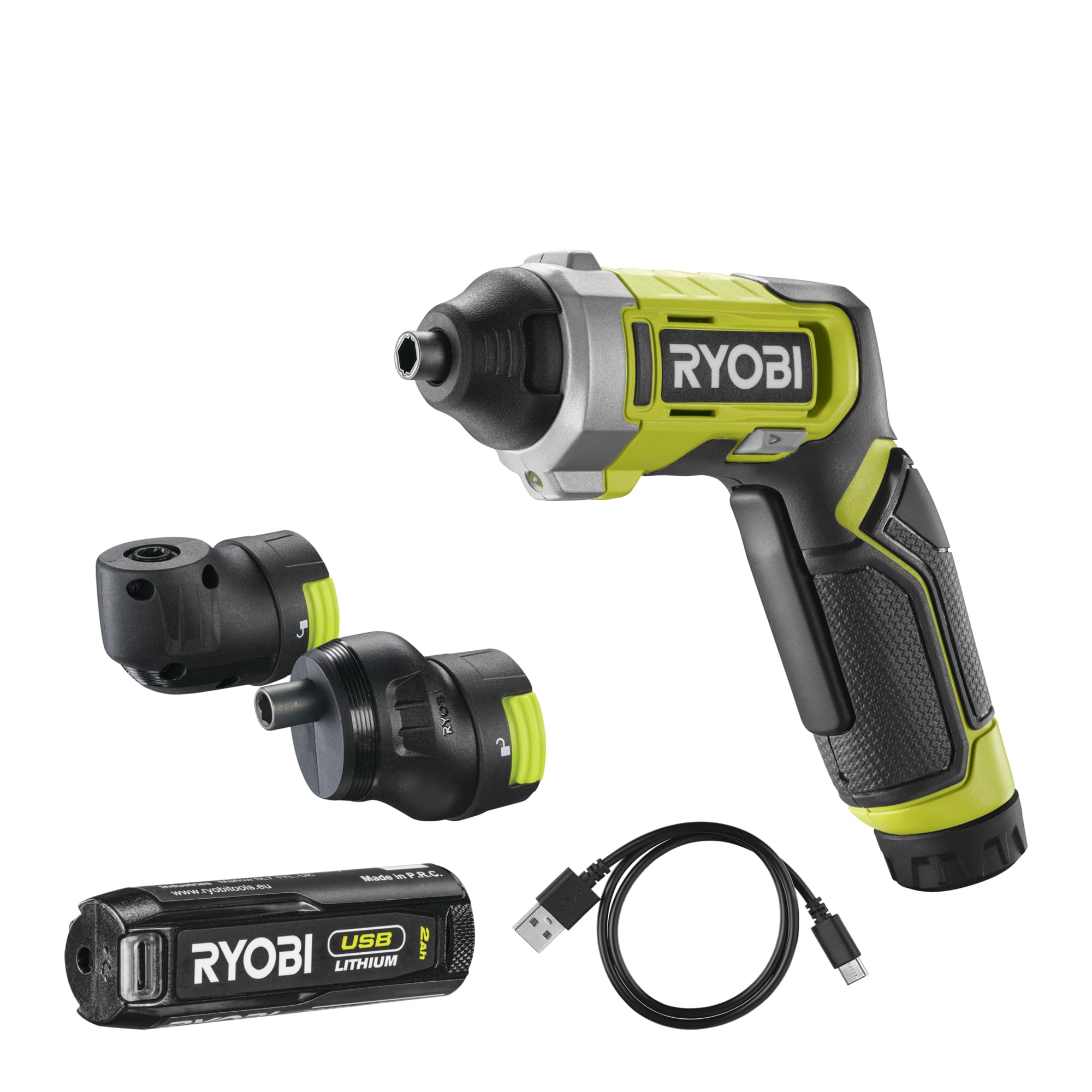 RYOBI Tournevis 4V USB Lithium RSD4-120TA2 Têtes Interchangeables Batterie 2,0Ah & Câble