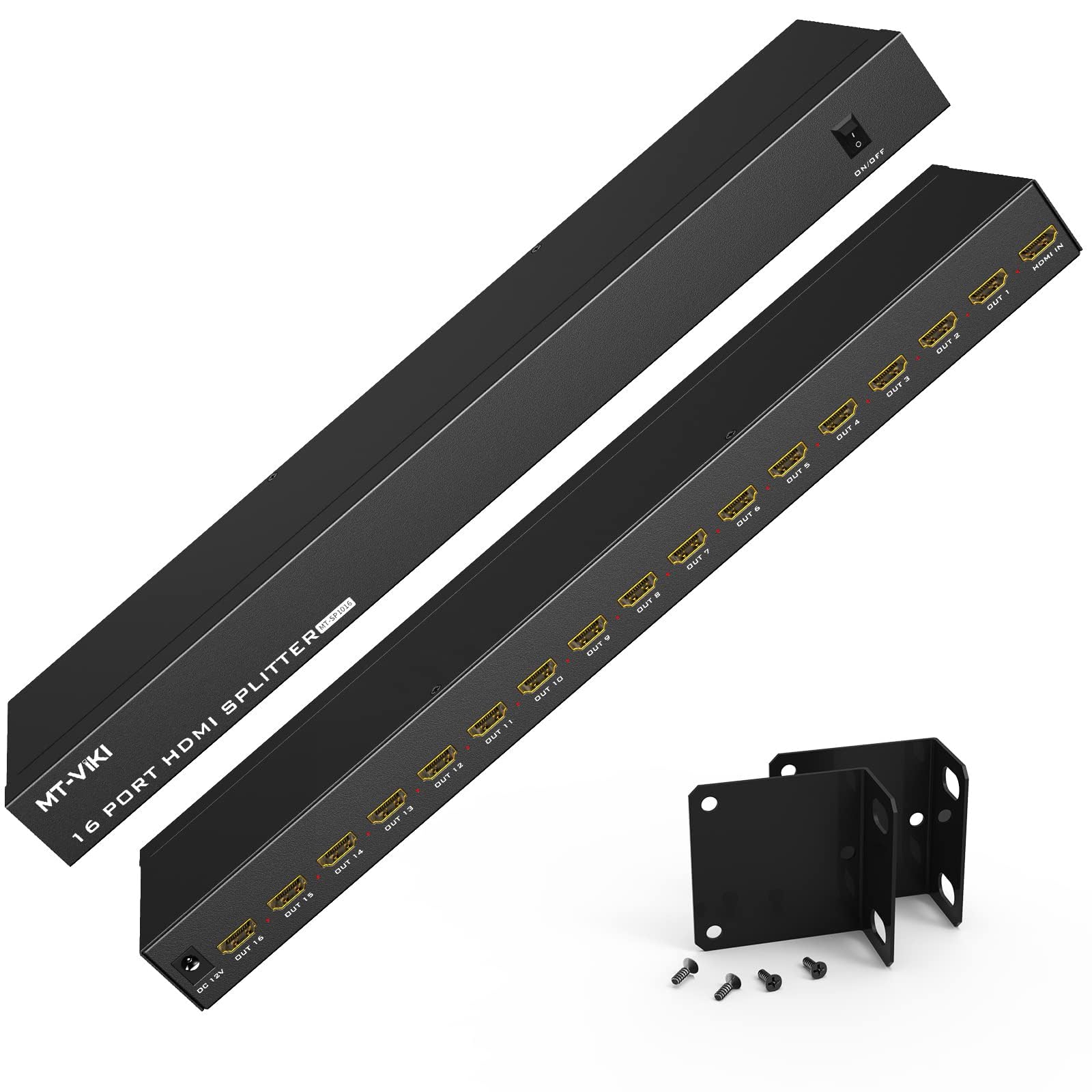 MT-VIKI Répartiteur HDMI 1 x 16 Sorties simultanées HDMI 16 moniteurs - Prend en Charge Les moniteurs HD 4K HDCP1.4 avec Alimentation CC
