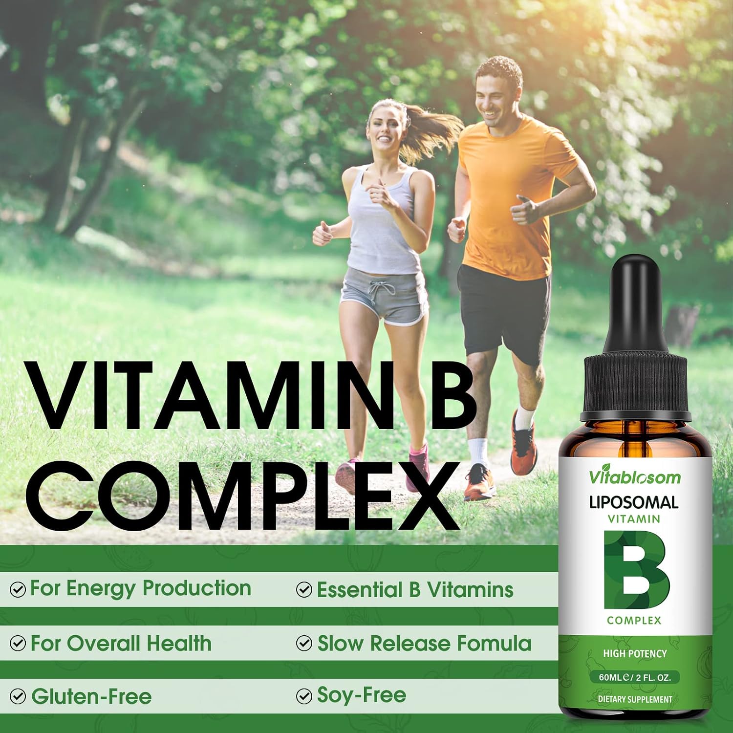 Liposomal Vitamin B Complex,Sublingual B Complex Vitamin Supplement, Vegan All B Vitamins Including B12, B1, B2, B3, B5, B6, Folic Acid and Biotin, Support Healthy Production & Immune System- 6.0 oz