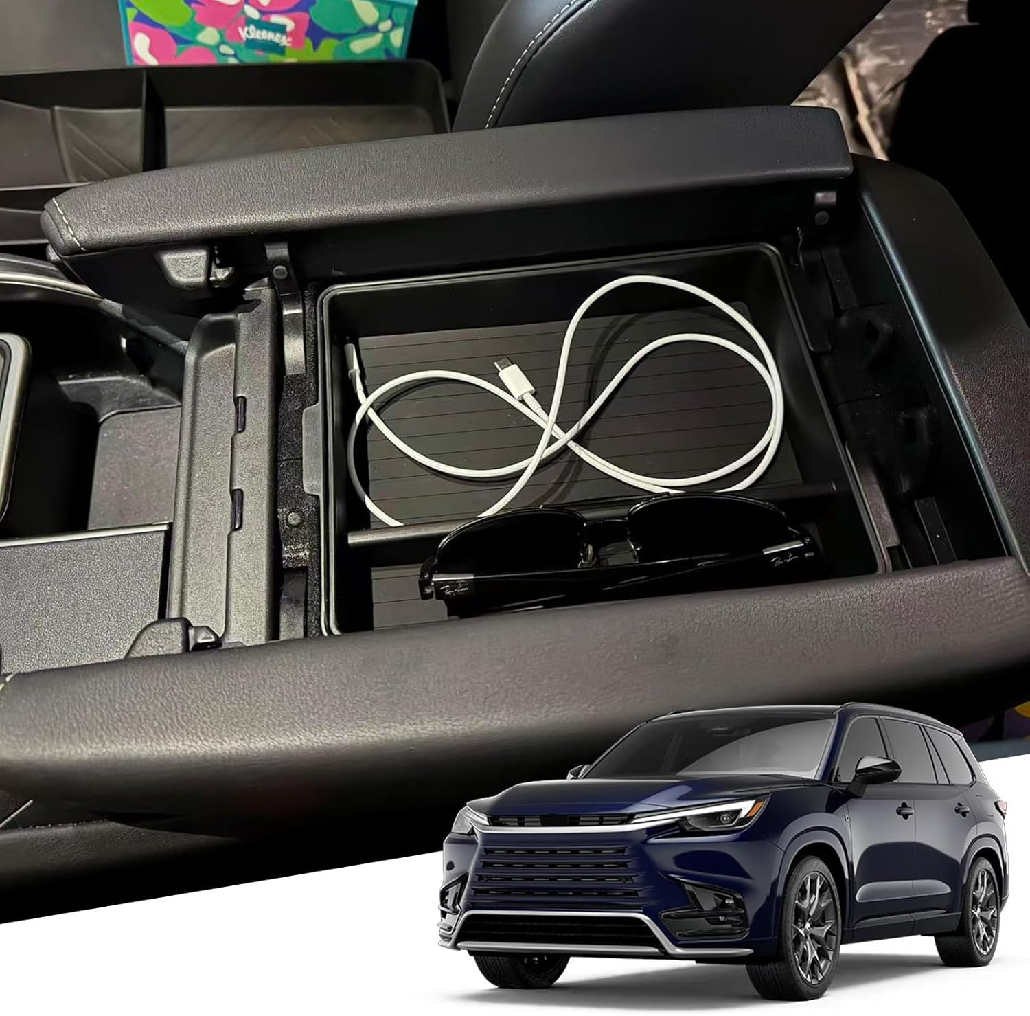 Double-layer 2026 Lexus TX 350 Console Tray 2026 Lexus TX350 Center Console Organizer Middle Console Storage Insert Tray Arm Rest Organizer for 2024 2025 2026 Lexus TX 350 Accessories 350/500h/550h+