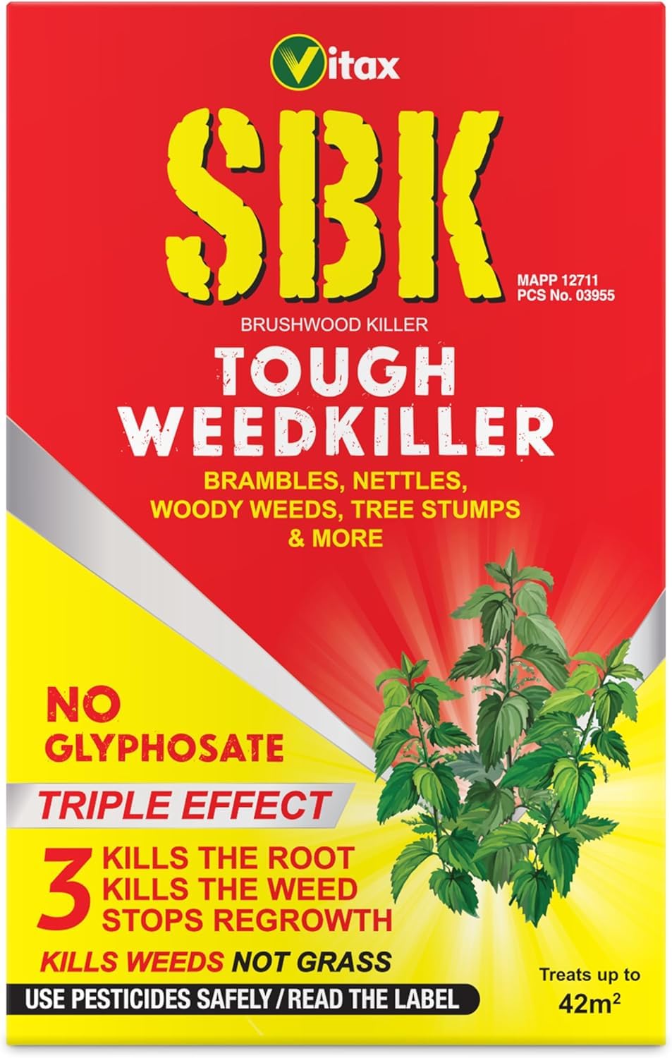 SBK Tough Weedkiller Glyphosate Free Tough Weedkiller for Brambles Nettles Woody Weeds Hardwood & Tree Stumps Kills Roots & Weeds Not Grass Concentrate Prevent Regrowth (125ml)