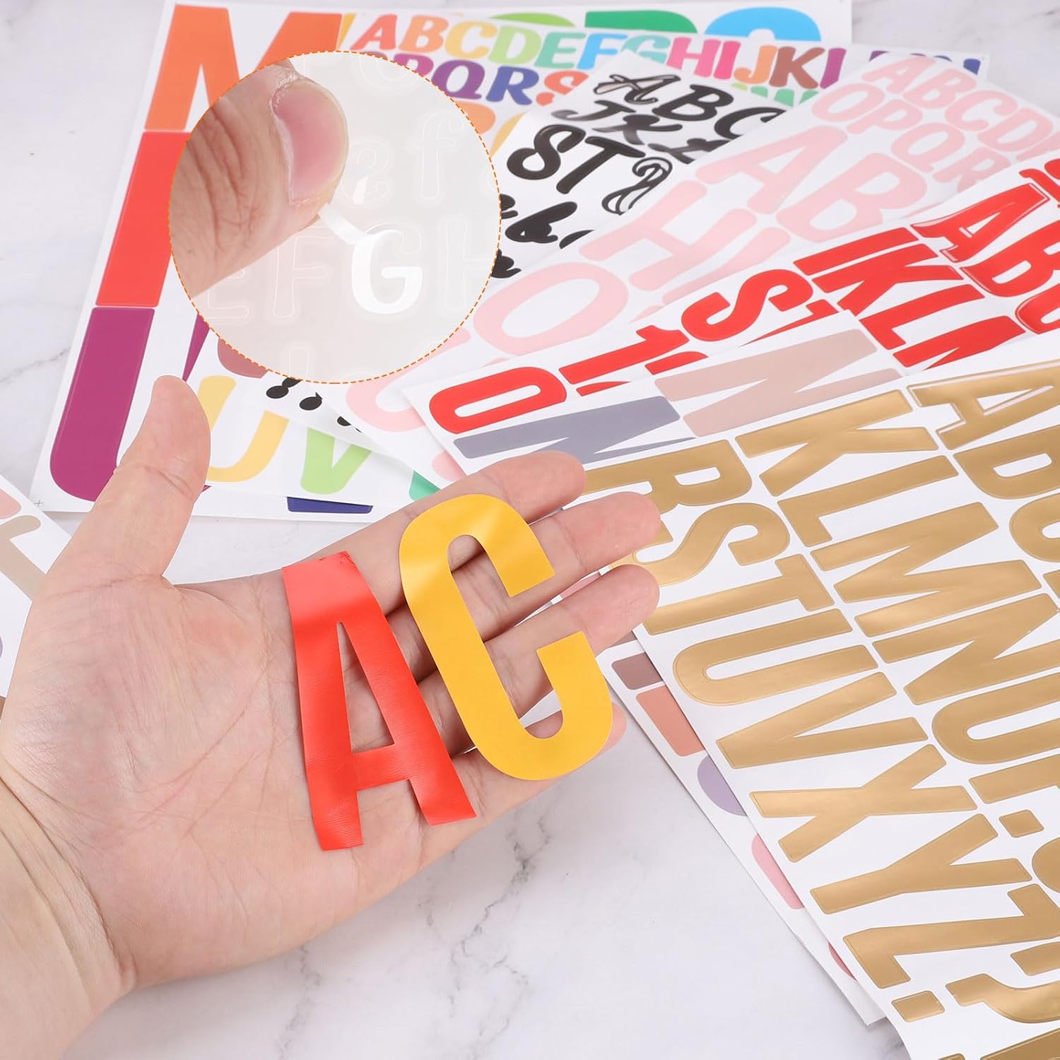 MECCANIXITY 2080 Pieces Vinyl Letter Stickers, 10 Sheets 1/2 Inch White Self-Adhesive Cute Alphabet Stickers for DIY Craft Art Making, Gift Cards, Notebook Decals