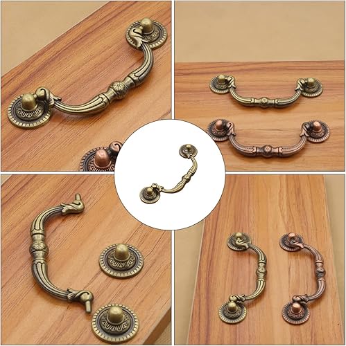 Miniatura 8 de Veemoon 2 perillas oscuras para gabinete accesorios para cajones aparador accesorios dorados accesorios de anillo tiradores de bronce para montaje