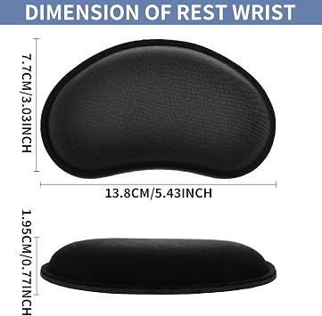 Mouse Wrist Rest, 2 Pieces Mouse Pad Wrist Support for Wrist Pain Relief, Memory Foam Mouse Wrist Rest Support Soft Comfortable Hand Rest Pad for Gaming Office Computer Laptop Mouse Men Women Black