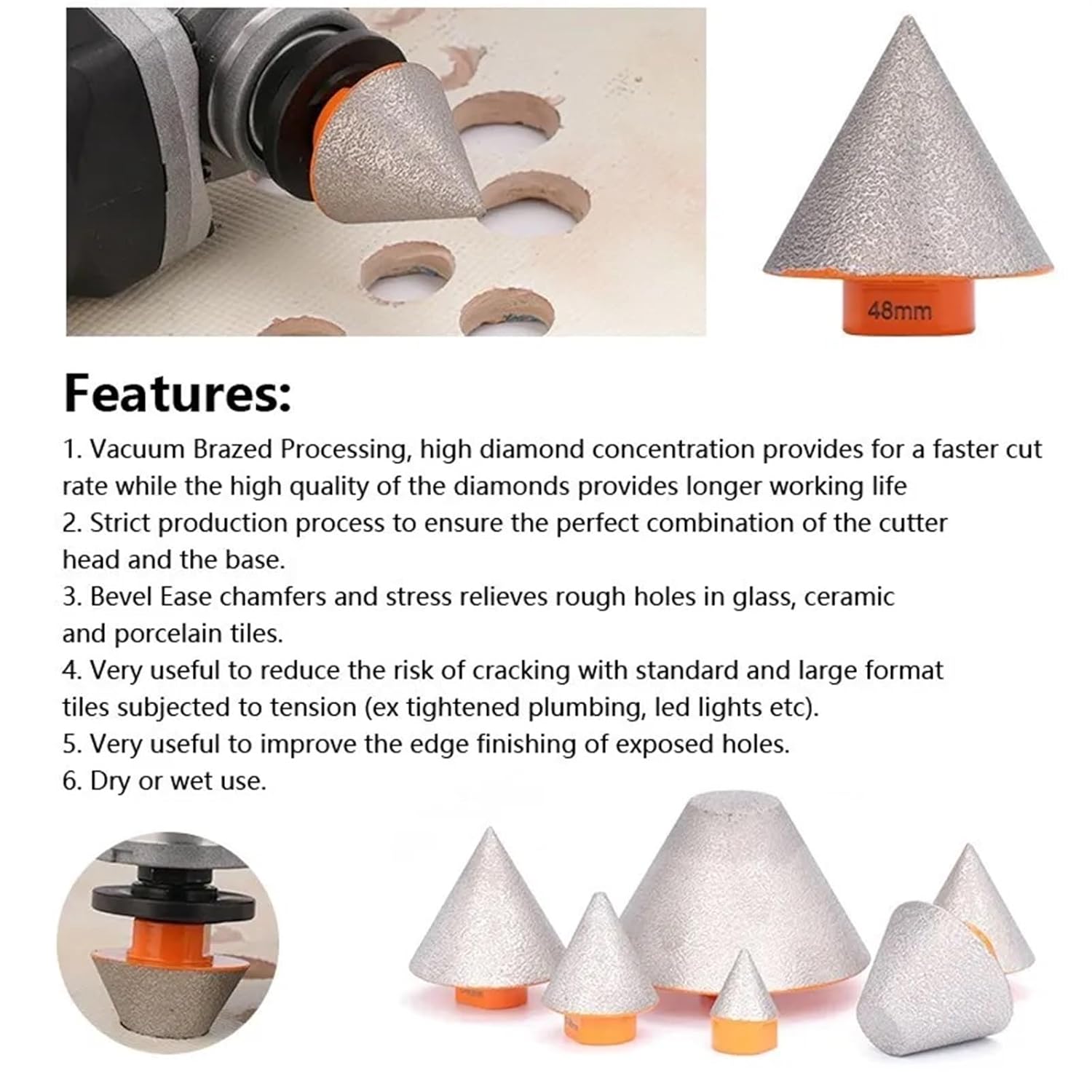 M14 Diamond Chamfer Bits 20-75mm Marble Concrete Hole Saw Masonry Drilling Crowns Construction Tools 1Pcs(75mm) AEVHBAMXN