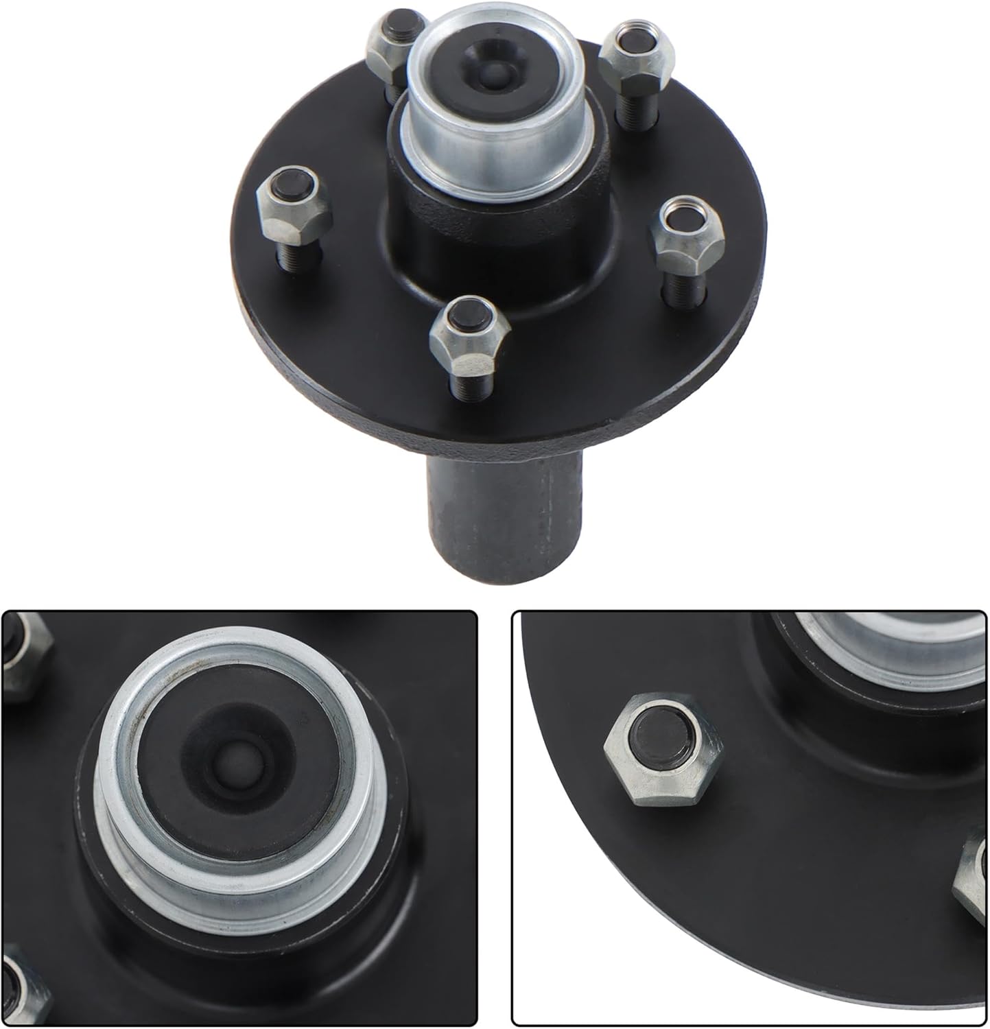 Trailer Hub Spindle Kit Pre-Assembled 5-Lug 4.75 Inch Hub and Round #84 Spindle for 3500Lb Axle