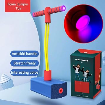 Foam Pogo Jumper Safe Pogo Stick for Kids, Foam Bounce Spogo Stick Stilts for Kids Ages 3+, Pogo Hopper Squeaks, Supports 250 lbs Blue