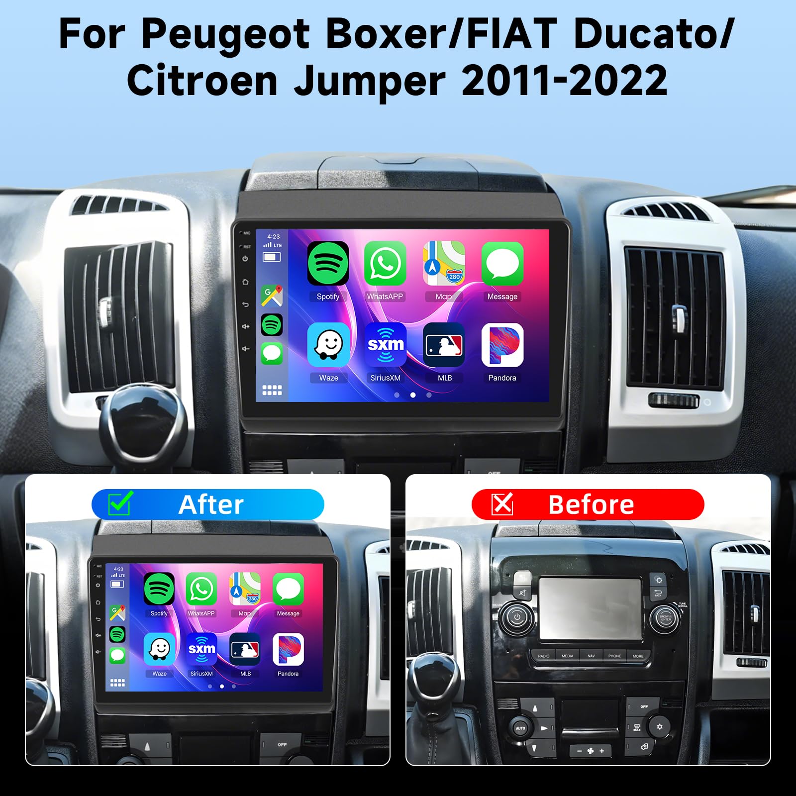Hodozzy [4 64GB] Radio de Coche Android 2 DIN con Wireless Carplay