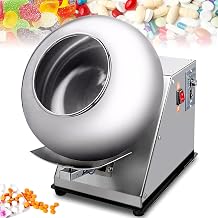 Sugar Coating Machine, Chocolate Panning Machine Mini Commercial Tabletop Candy Coating Polishing Dryer with Stainless Steel Pan for Food Processing