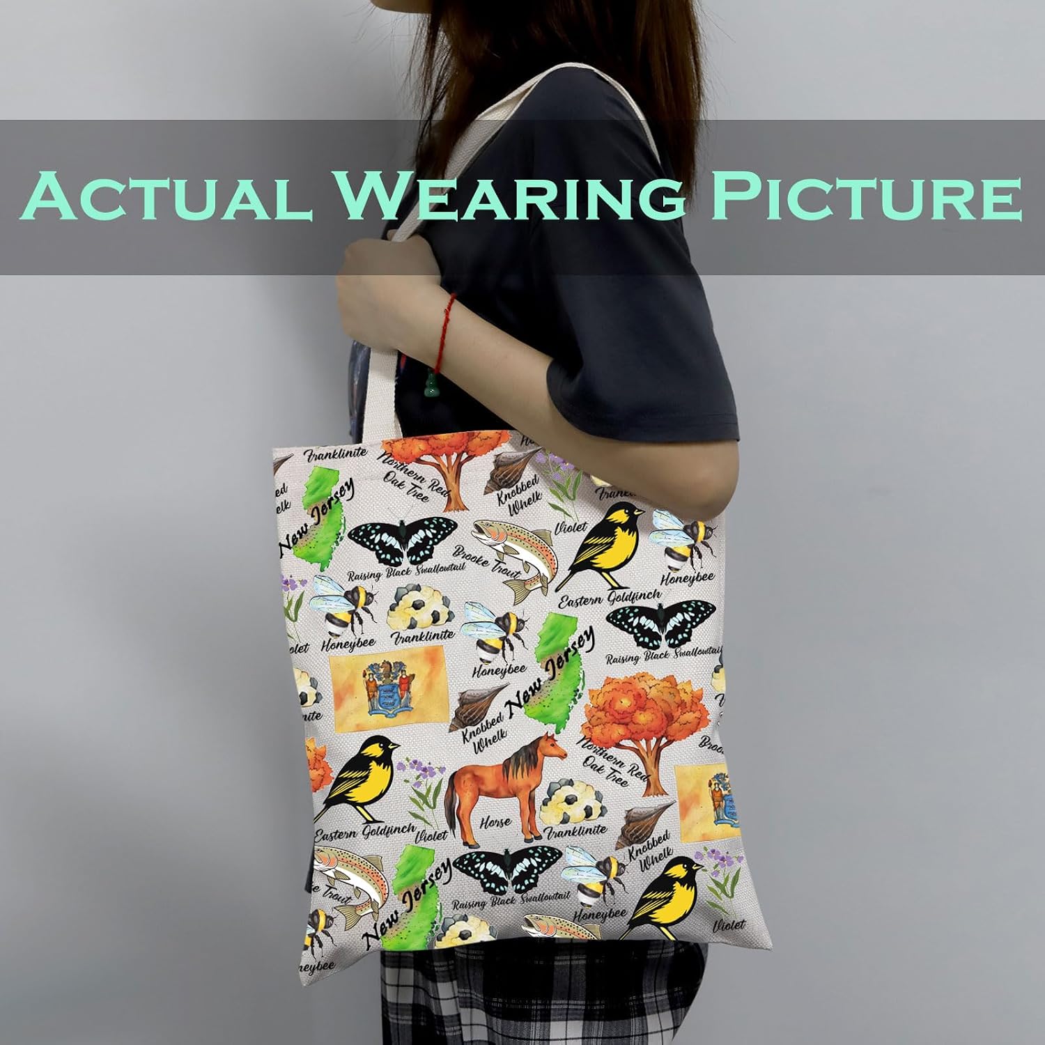 New Jersey Tote Bag Garden State Vacation Lover Reusable Shopping Bag NJ Travel Gift for Her image 5