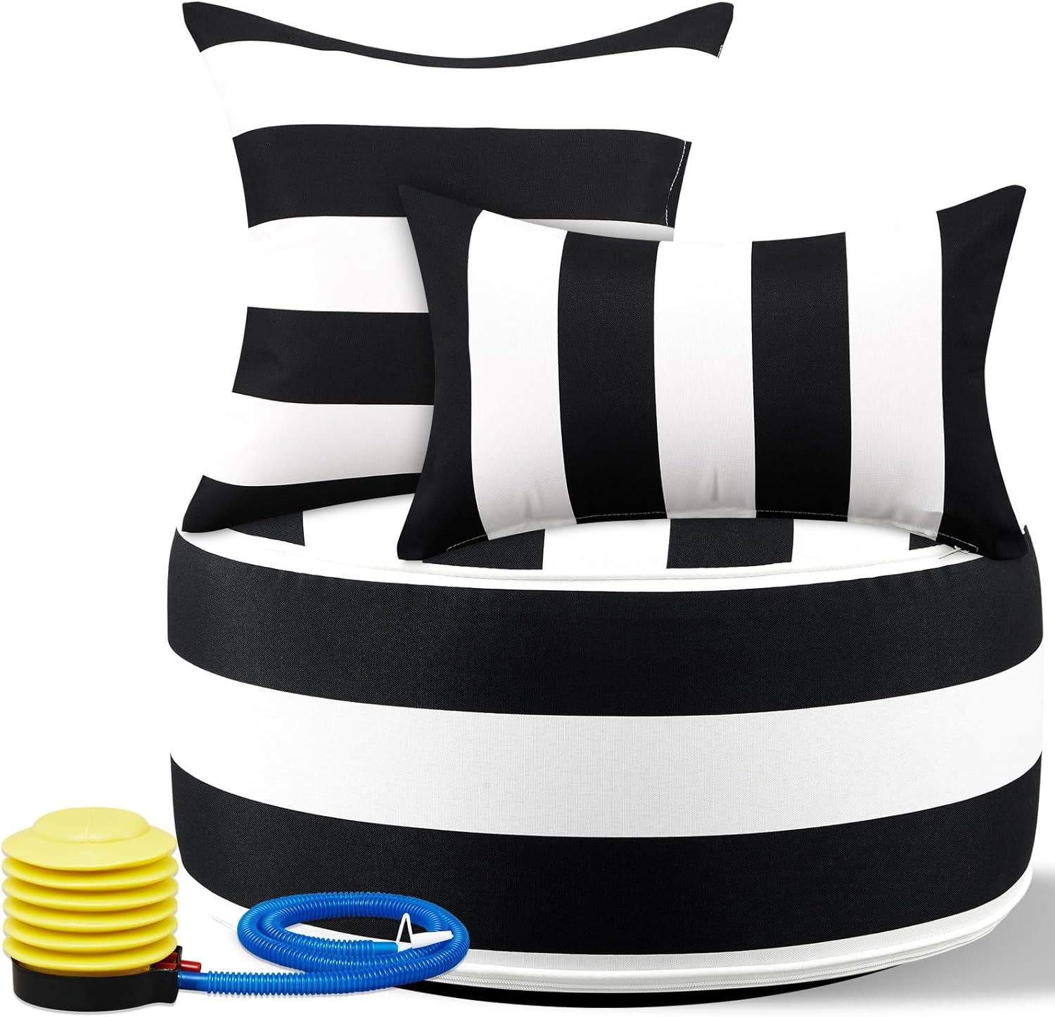 3 Pcs Indoor Outdoor Inflatable Ottoman Lumbar Toss Pillows Inflatable Footrest Footstool 21''x 9'' Waterproof Pouf Portable for Patio Garden Camping or Home