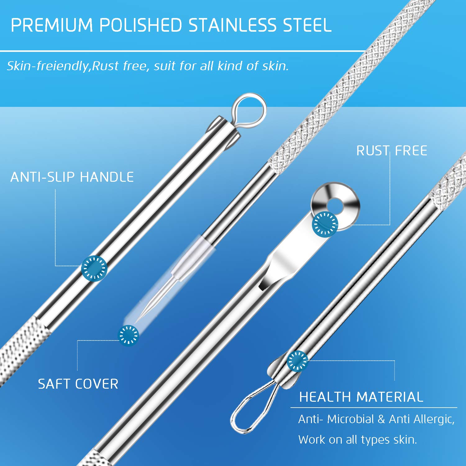 Best Blackhead Remover, Blackheads Blemish Removing, Acne Whitehead Removal Kit, Pimple Comedone Extractor Tool, Popper Pimples Treatment, With Tweezers, Risk Free for Face Forehead Nose : Beauty & Personal Care