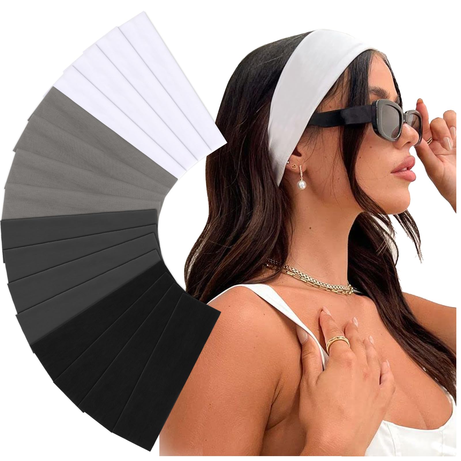 DRESHOW 6cm Wide Headband for Women Men Stretchy Head Band Gym Exercise Yoga Headbands for Women's Hair, Breathable Hair Band for Sweat-Wicking