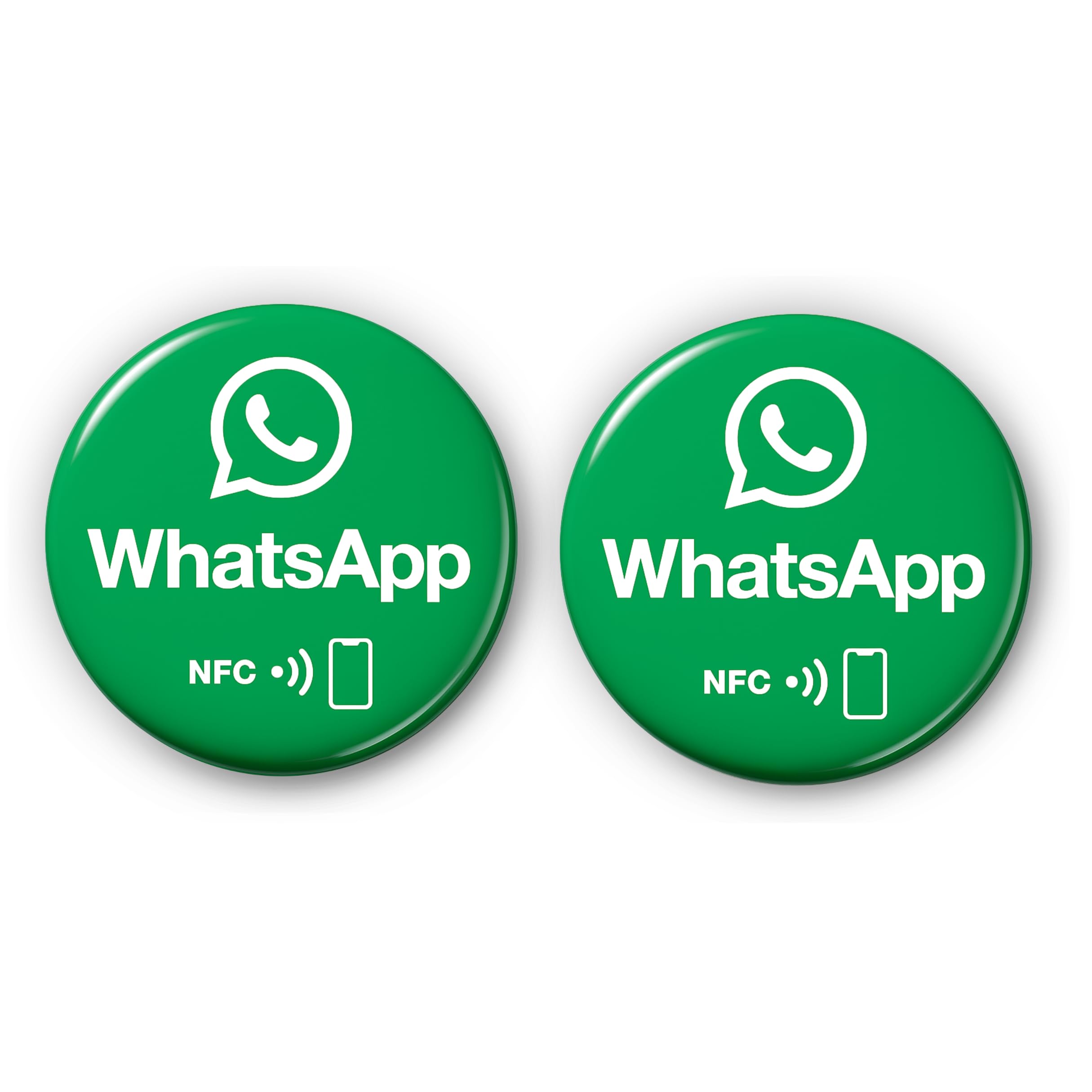 Lot de 2 autocollants Whatsapp NFC - Planifier des rendez-vous et partager un contact sans contact - Programmable et réutilisable - 3 cm de diamètre - Autocollant de contact Whatsapp pour cabinet