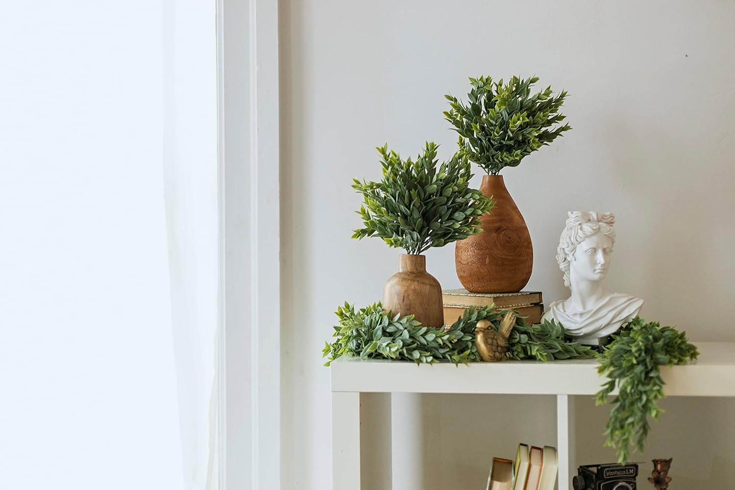 Oh You’re Lovely | 3 pcs Artificial Large Ruscus Leaves Greenery Garland | 65" | Plastic | Faux Floral Spray for Wedding Arch Filler Table Centerpieces and Home Decor