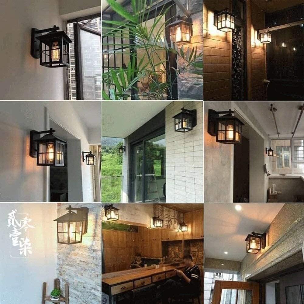 Applique Murale carrée Simple en Aluminium et Verre, Style campagnard, Style rétro, luminaire d'extérieur, idéal pour Un Village, Une Villa, Un Balcon ou Une terrasse, E27