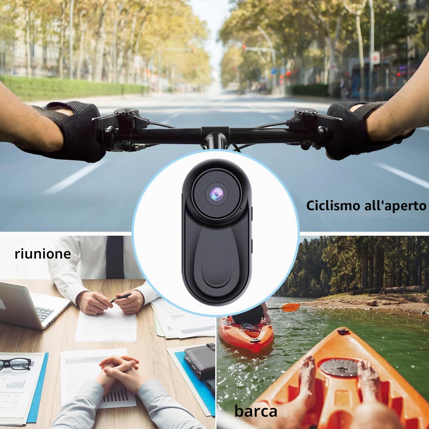 Sport Camera 1080P Body Cam POV Action Camera 360 Gradi Rotante e Clip Magnetica Cam Portatile per Vlogging Velo Moto ciclismo Registrazione Audio e Video, Accessorio Multi Micro Fotocamera sportiva