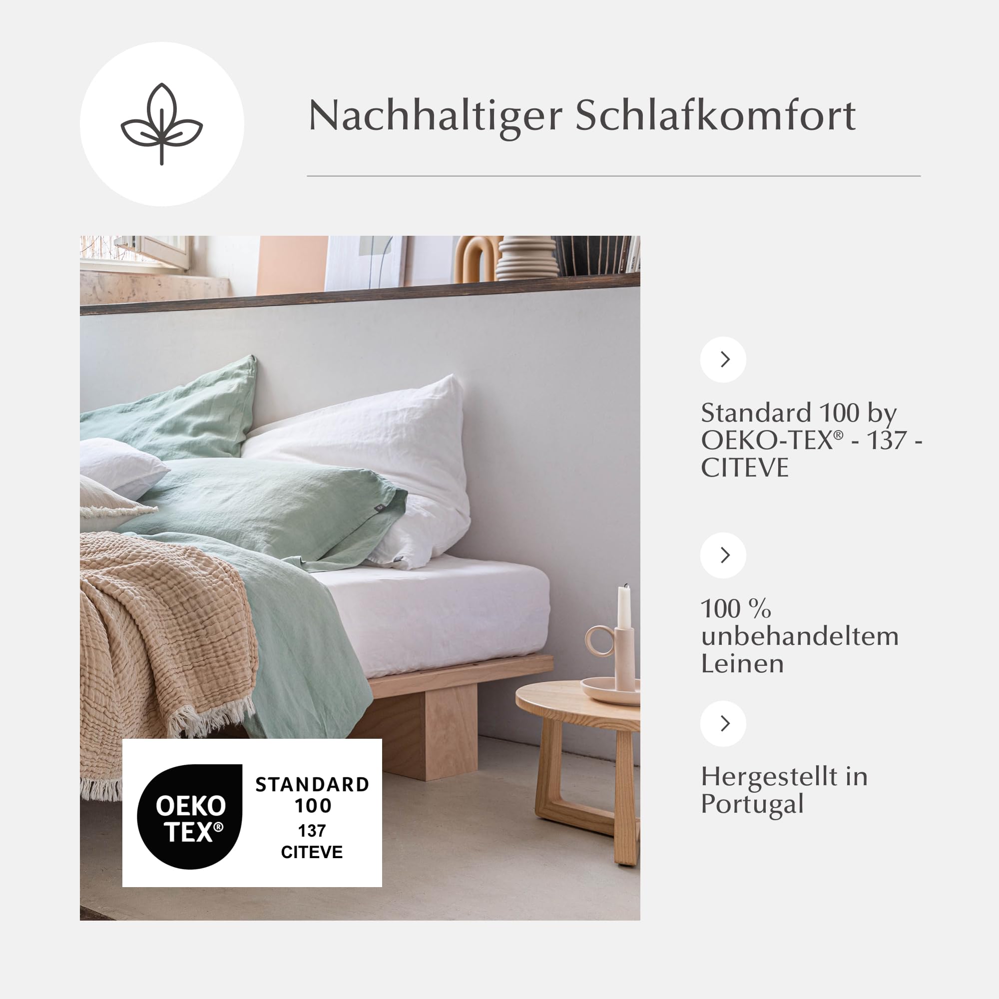 URBANARA Spannbettlaken Toulon 90x200 cm bis 25 cm Steghöhe I 100% europäisches Leinen Made in Portugal Oeko Tex Zertifiziert I Atmungsaktiv & Temperaturregulierend mit Gummizug I Natur-Melange