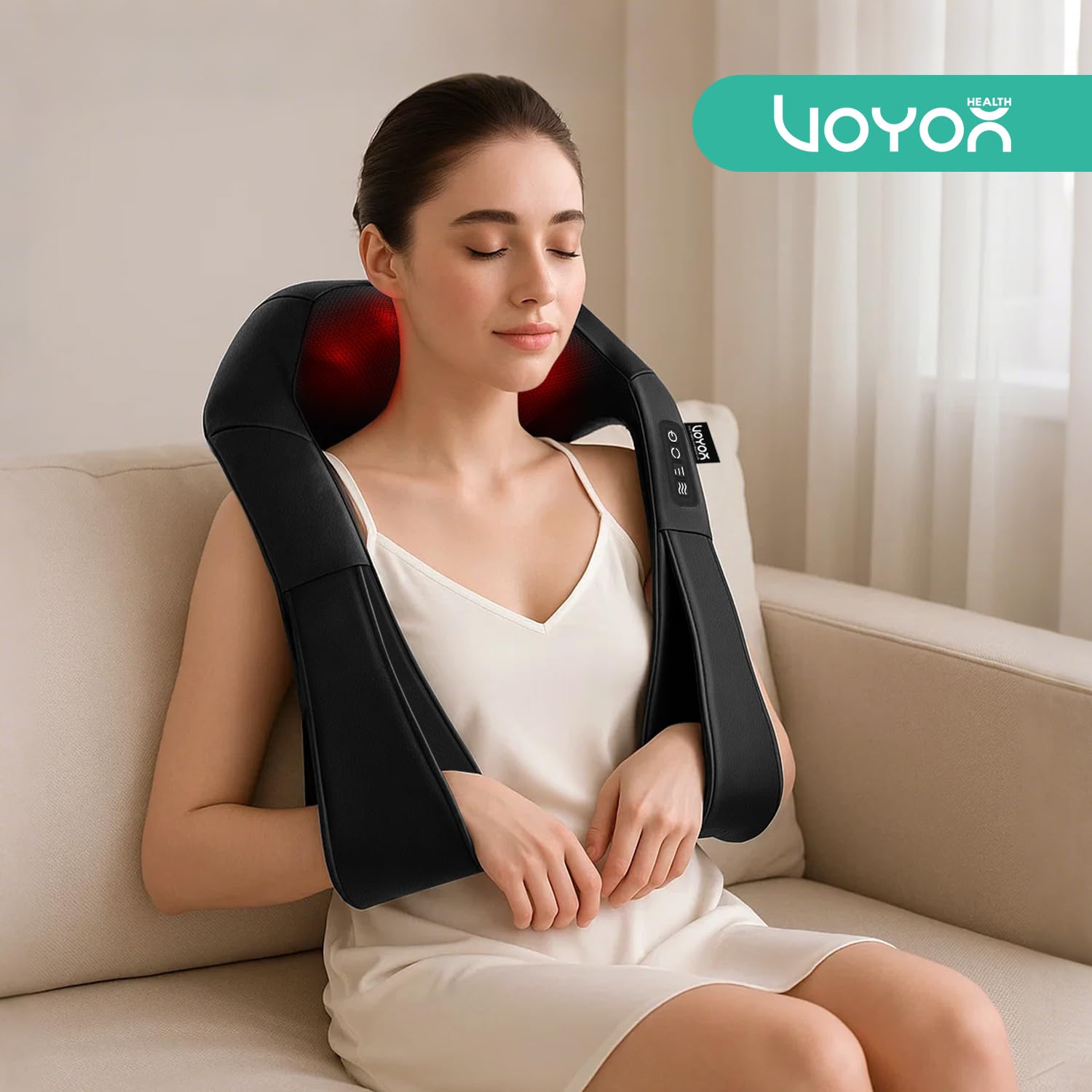 Masajeador Cervical Shiatsu Eléctrico para Cuello y Hombros Negro