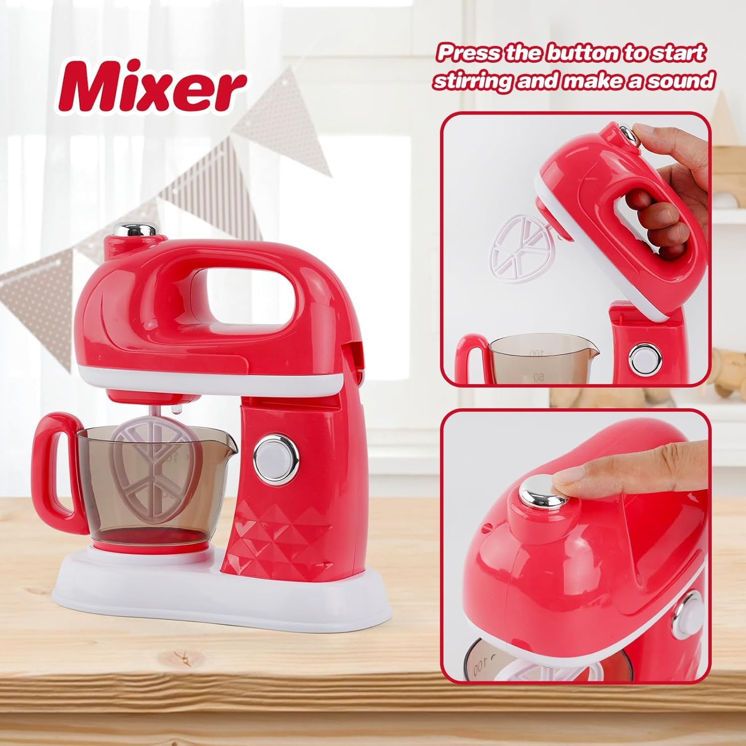 HOMCENT Juego de juguetes de cocina para niños de 3 a 8 años, color rojo