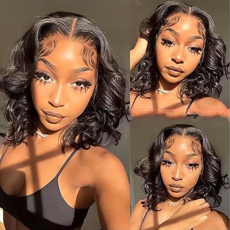 Bob Wig Human Hair 13x6 Body Wave Lace Front Wigs Human Hair 200% Density Wigs for Women (12 Inch)