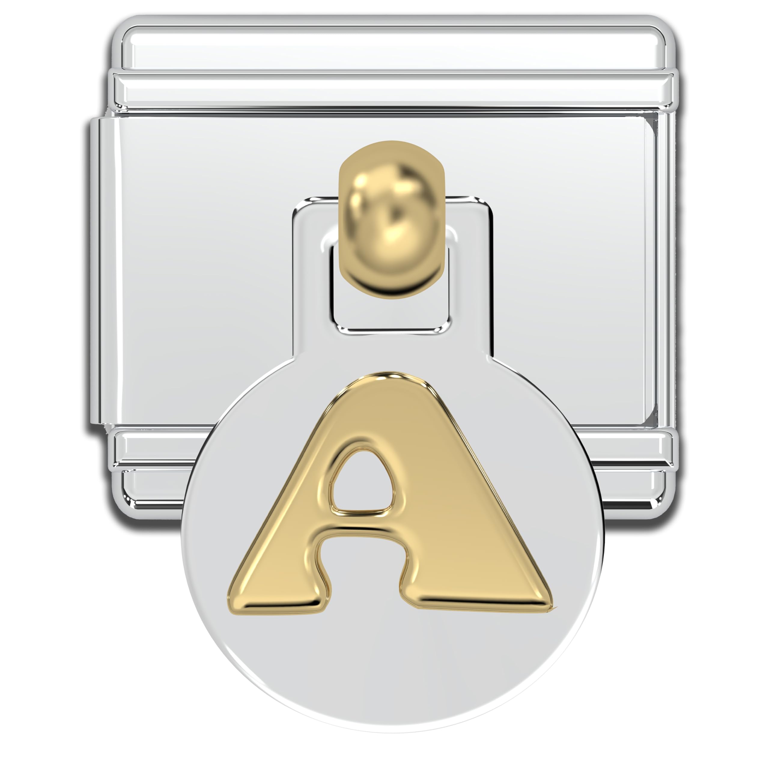 FablinksItalian Charm Bracelet Letter Charms, 9mm Initials Stainless Steel Gold Link for Women, Modular Dangle Alphabet Letters Jewelry Links for Men