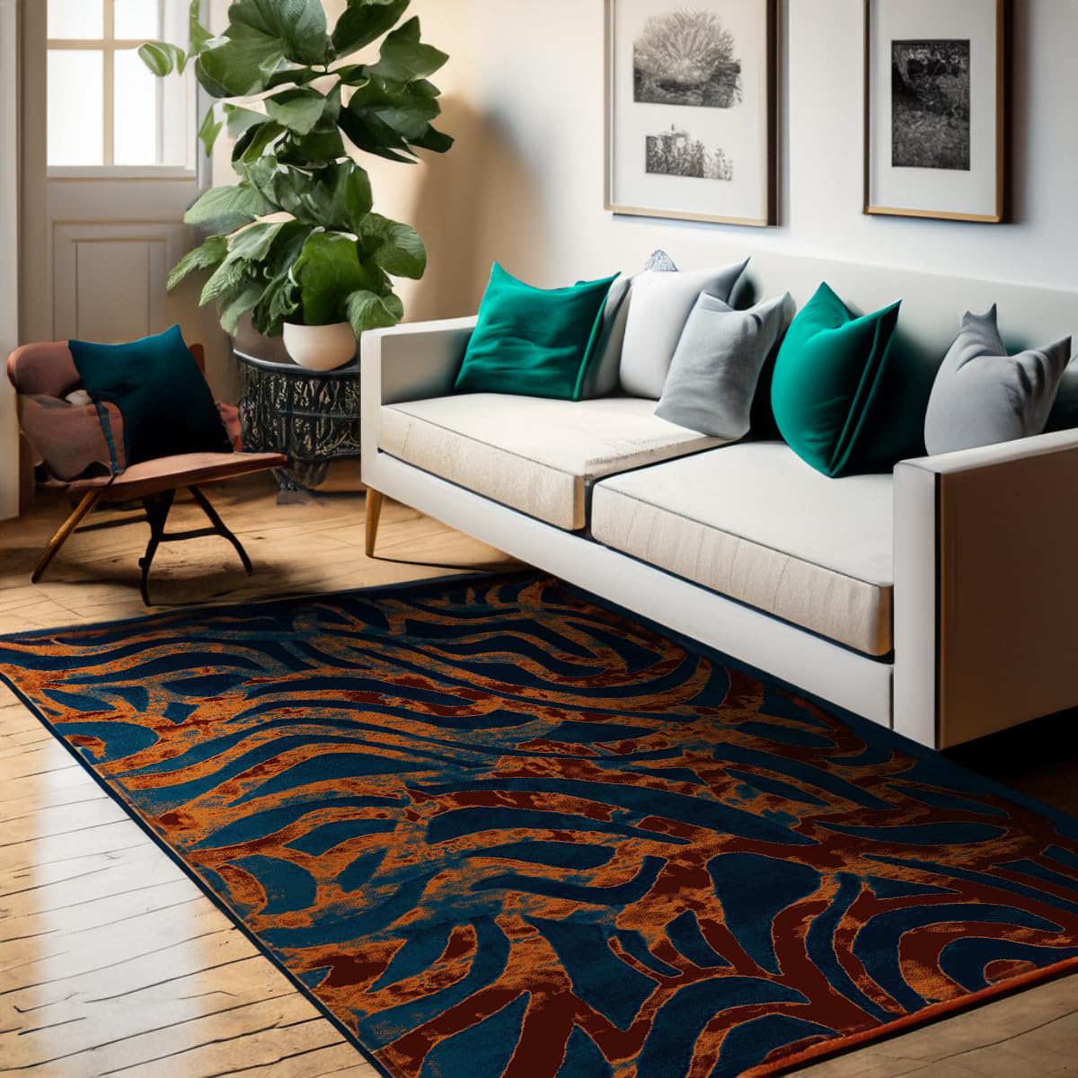 SCARLET RUGS Emma Collection Modern and Abstract Design Area Rugs - Ideal for Indoor Use Such as Living rooms, Bedrooms, Dining rooms - Easy Care with Medium Pile (100x150 cm, EM005)