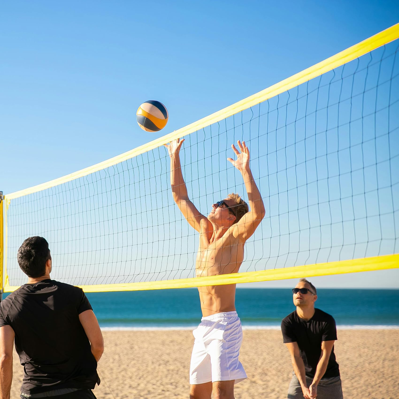 Filet de volleyball pliable 9,5 m x 1 m Filet de rechange pour volleyball jardin/plage Filet de sport pour volant, tennis, volleyball avec sac de transport