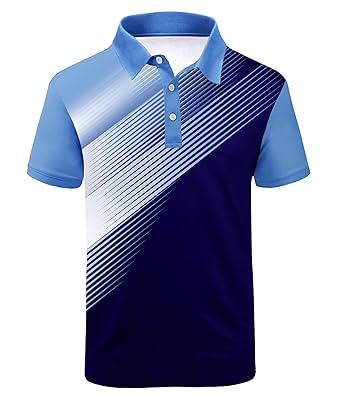 ZITY Men's Golf Shirts Short Sleeve Moisture Wicking Performance Print Patterns Casual Collared Golf Polo Shirt for Men