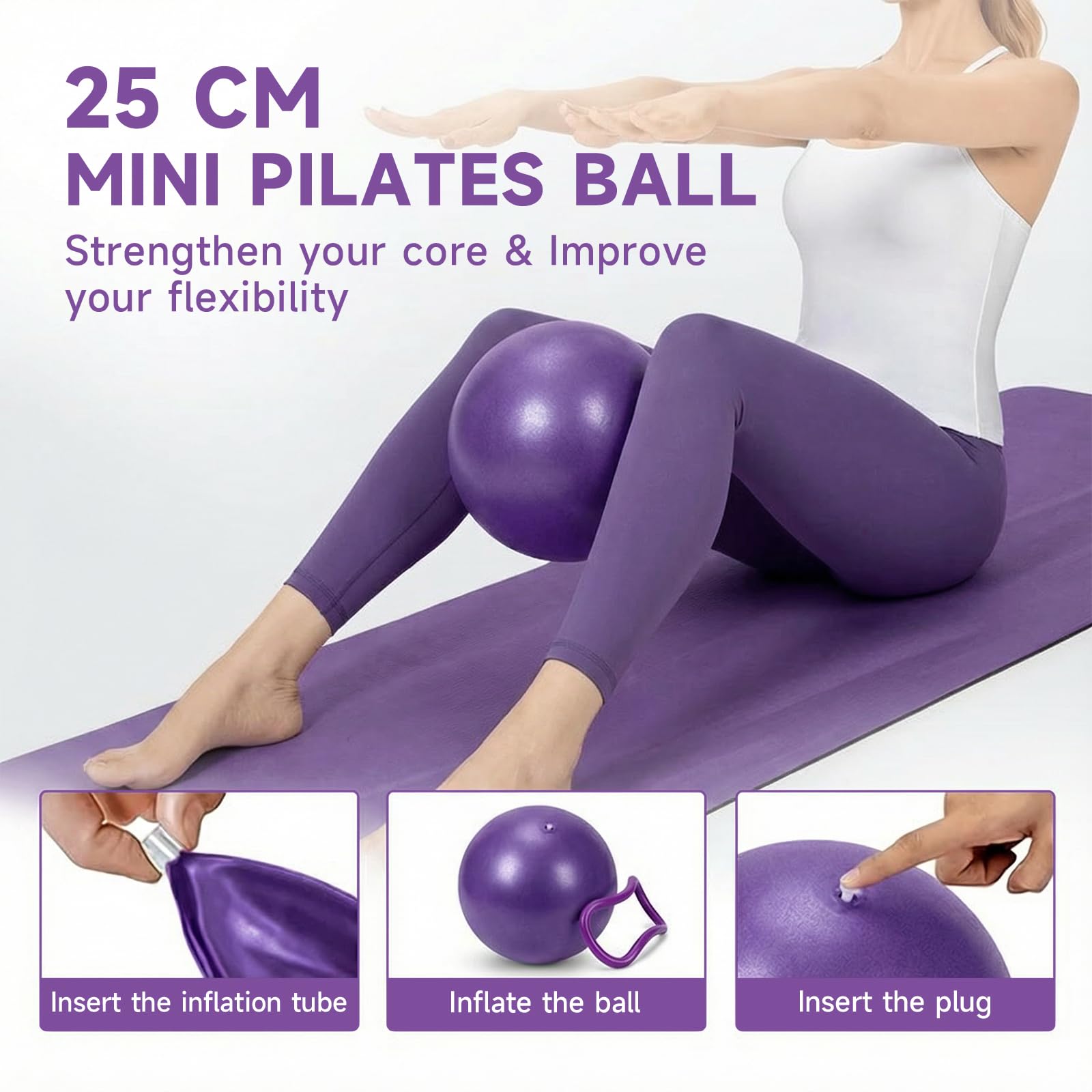 Pilates Ring Set, Pilates Ring für Frauen, Widerstandsring mit Doppelgriff für Beine, Arme, für Gewichtsverlust, Straffung, Widerstandsbändern, 25 cm Yoga-Ball für Frauen