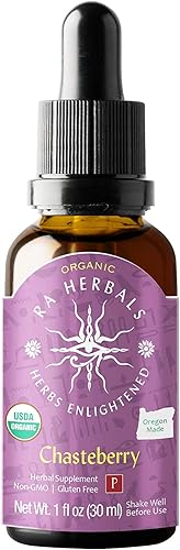 Sun God Medicinals Ra Herbals Extracto líquido orgánico de Chasteberry - Soporte reproductivo femenino - 1 fl oz
